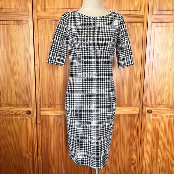 Tacera Small Houndstooth Sheath Dress Professional Office Chic - Picture 2 of 7